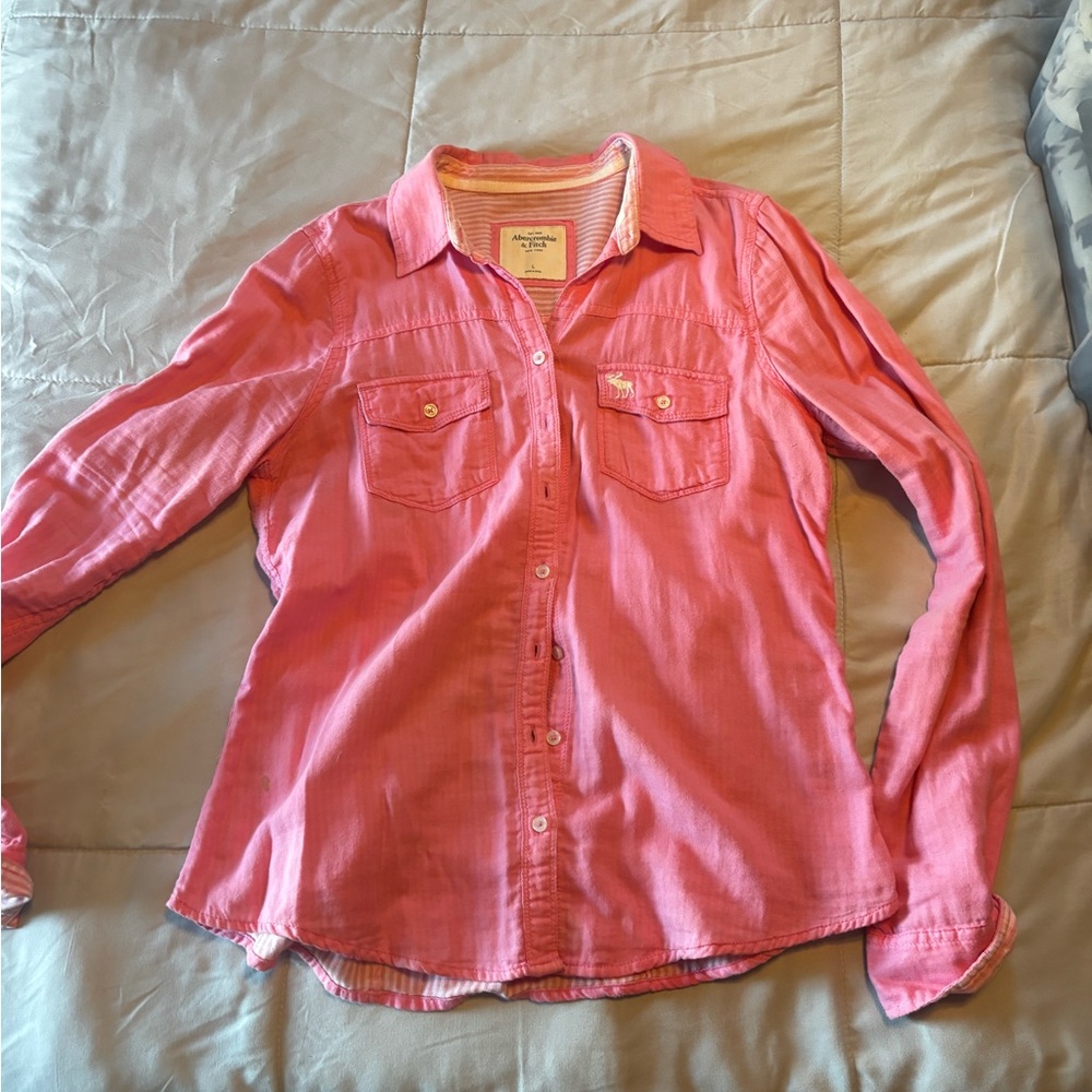 Abercrombie & Fitch Pink and White Striped Shirt